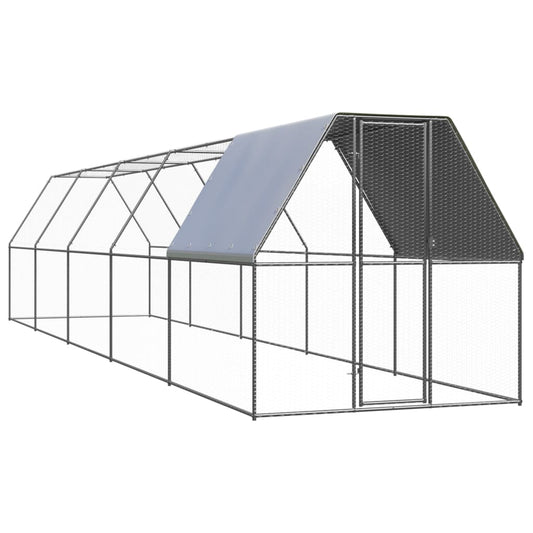 Outdoor chicken coop 2x10x2 m galvanized steel