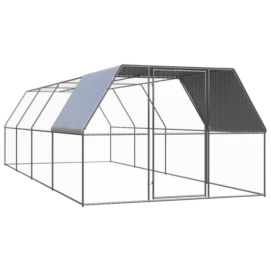 Outdoor chicken coop 3x8x2 m galvanized steel