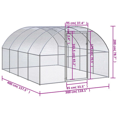 Outdoor chicken coop 3x4x2 m galvanized steel