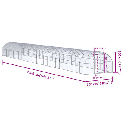 Kanojen ulkohäkki 3x24x2 m galvanoitu teräs