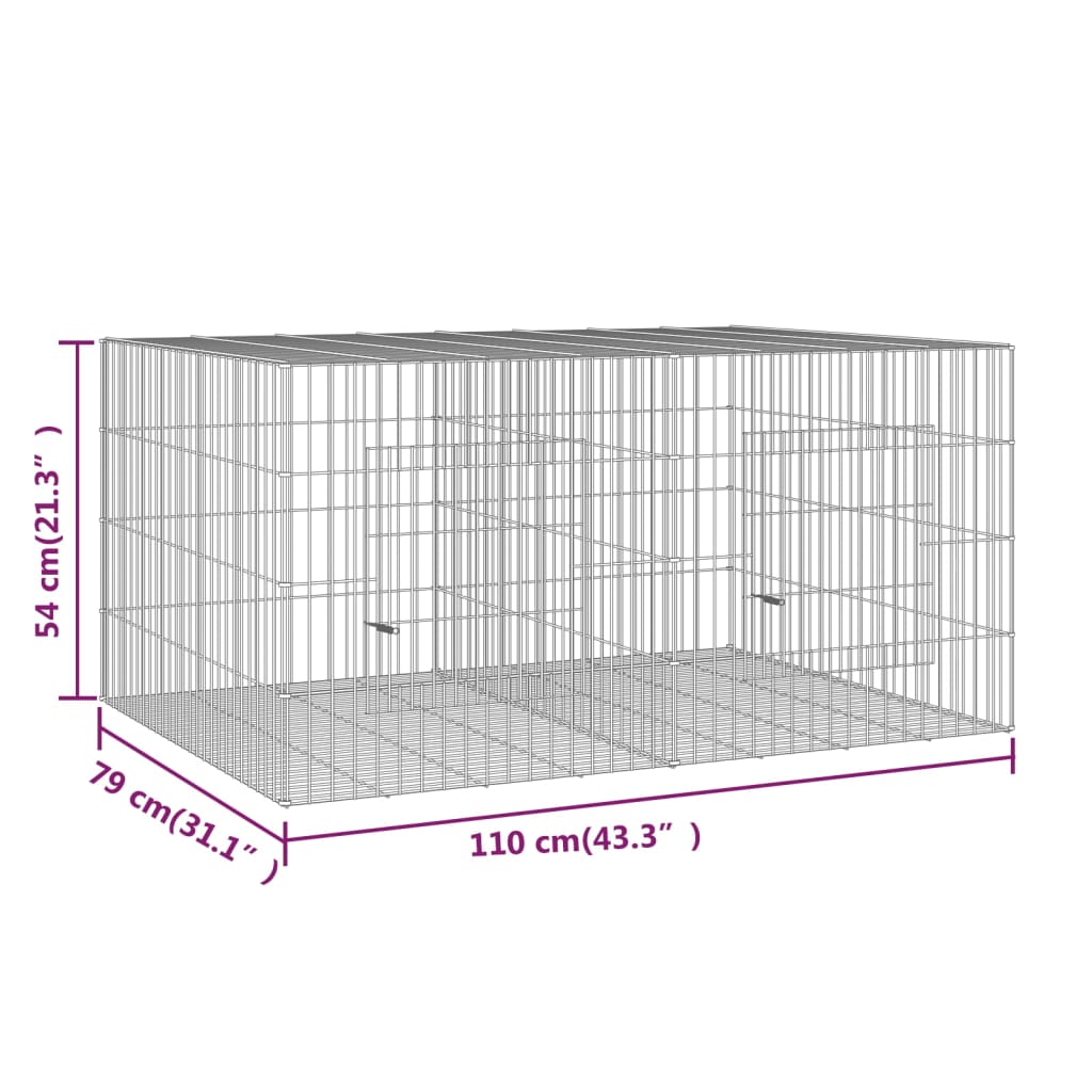 2-panel Rabbit Cage 110x79x54 cm galvanized iron