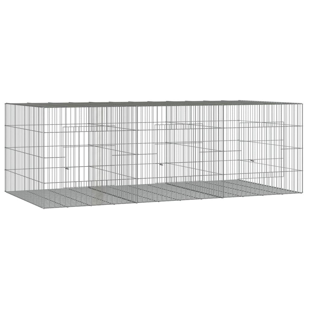 3-panel Rabbit Cage 163x79x54 cm galvanized iron