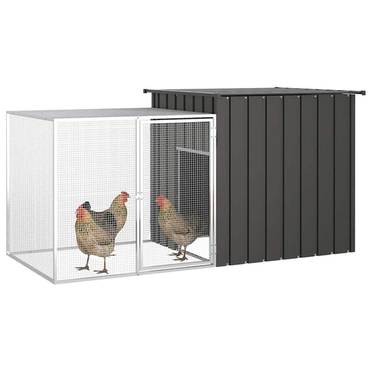 Chicken coop anthracite 200x91x100 cm galvanized steel