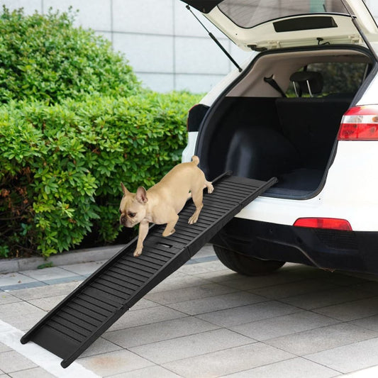 Foldable dog ramp black 153x40x12.5 cm plastic