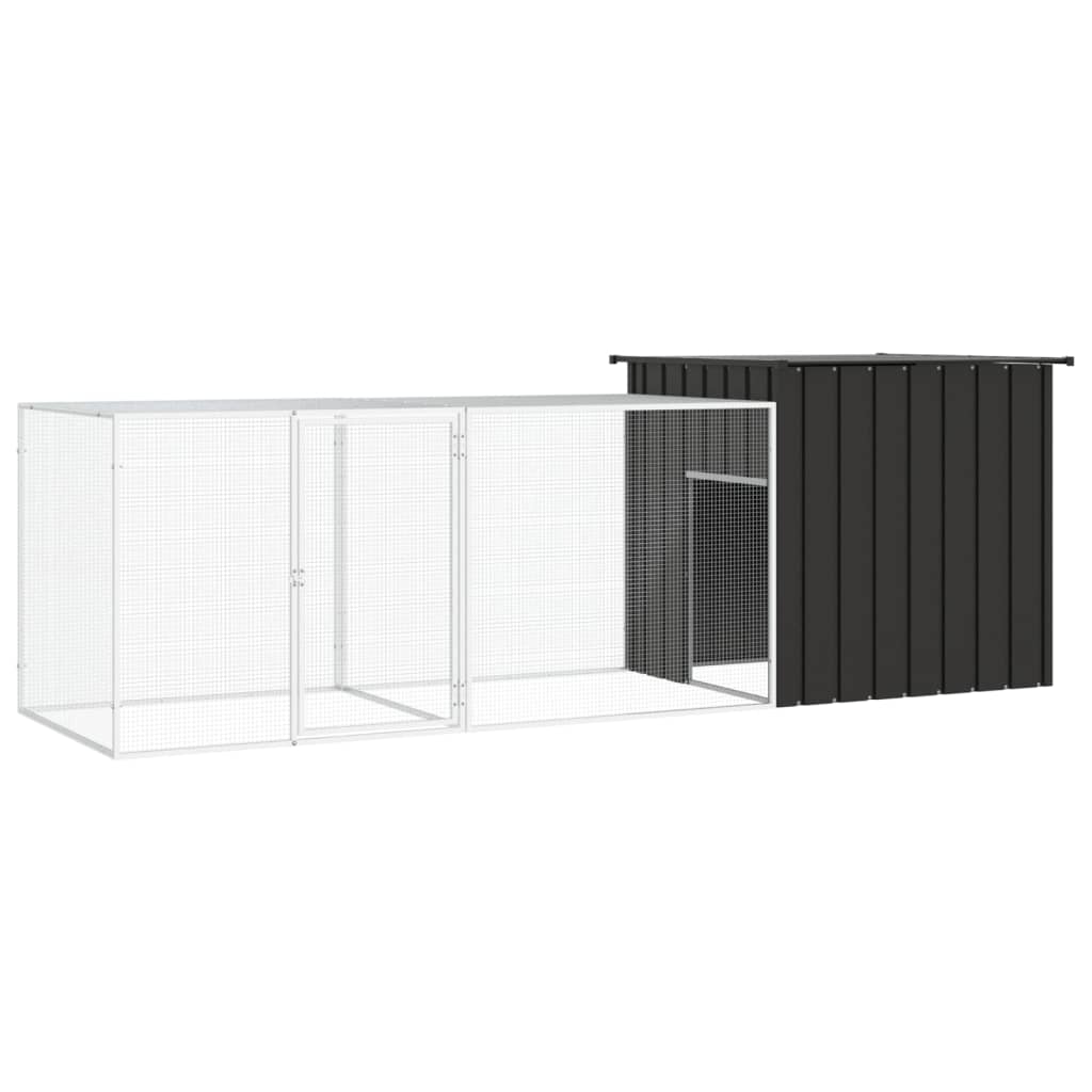 Chicken coop anthracite 300x91x100 cm galvanized steel