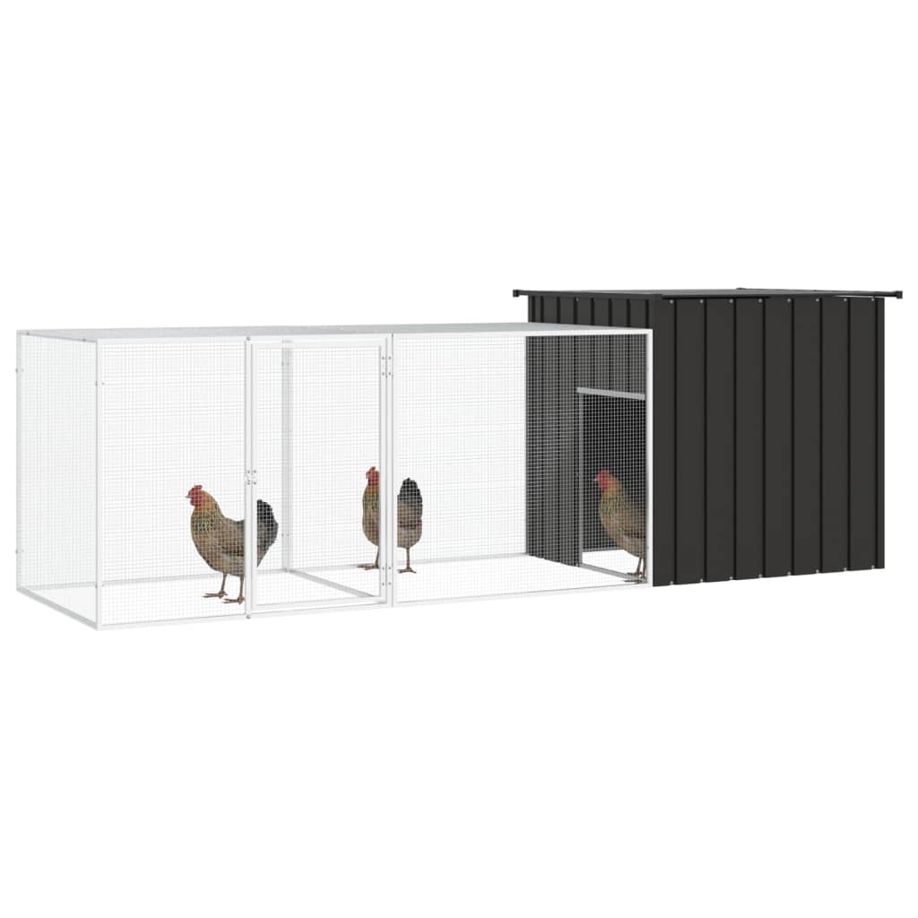 Chicken coop anthracite 300x91x100 cm galvanized steel