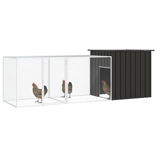 Chicken coop anthracite 300x91x100 cm galvanized steel