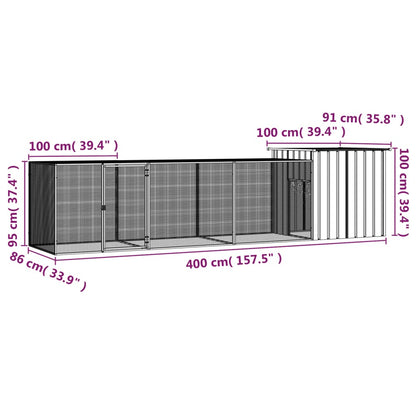 Chicken coop anthracite 400x91x100 cm galvanized steel