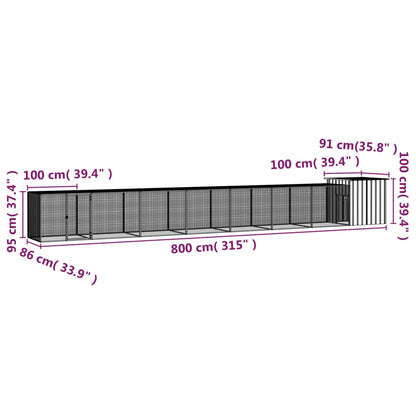 Chicken coop anthracite 800x91x100 cm galvanized steel