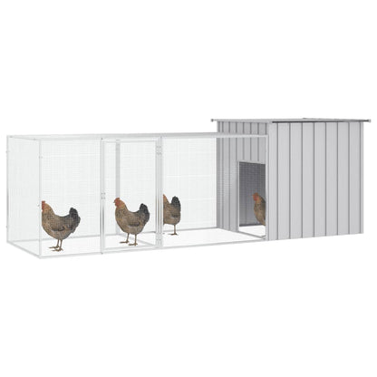 Chicken coop grey 300x91x100 cm galvanized steel