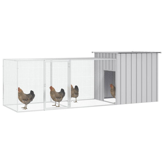 Chicken coop grey 300x91x100 cm galvanized steel