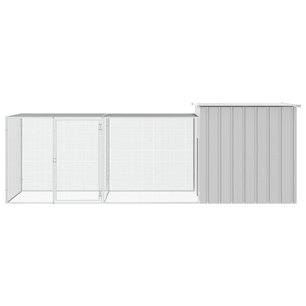 Chicken coop grey 300x91x100 cm galvanized steel
