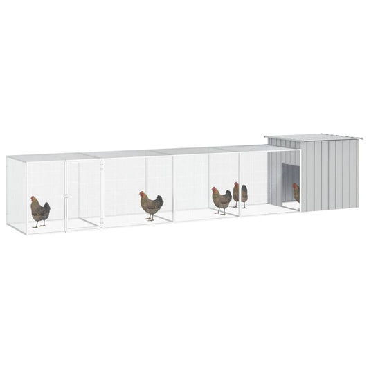 Chicken coop grey 500x91x100 cm galvanized steel