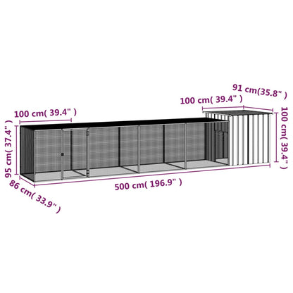 Chicken coop grey 500x91x100 cm galvanized steel