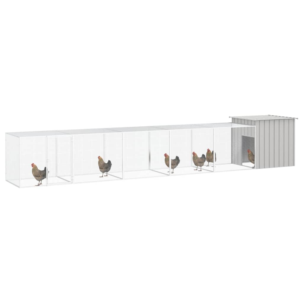 Chicken coop grey 600x91x100 cm galvanized steel