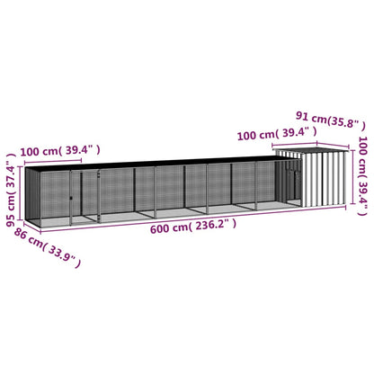 Chicken coop grey 600x91x100 cm galvanized steel