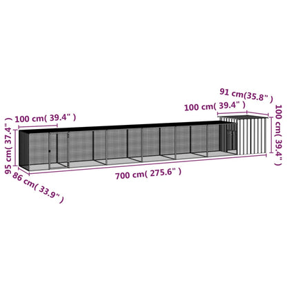 Chicken coop grey 700x91x100 cm galvanized steel