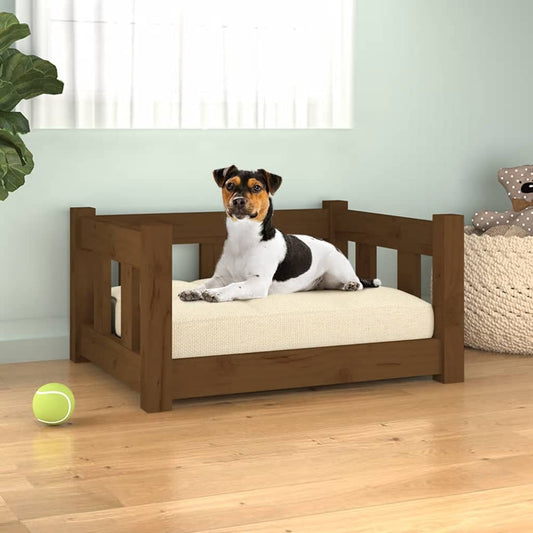 Dog bed honey brown 55.5x45.5x28 cm solid pine