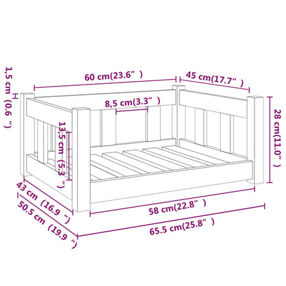 Dog bed black 65.5x50.5x28 cm solid pine