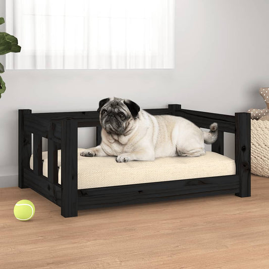 Dog bed black 65.5x50.5x28 cm solid pine