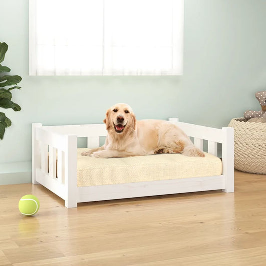 Dog bed white 75.5x55.5x28 cm solid pine