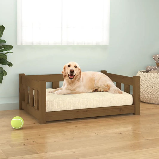 Dog bed honey brown 75.5x55.5x28 cm solid pine