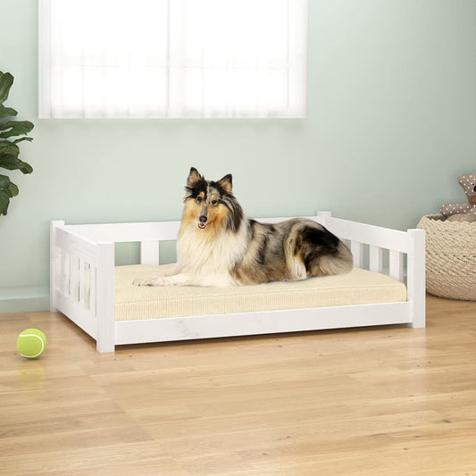 Dog bed white 95.5x65.5x28 cm solid pine