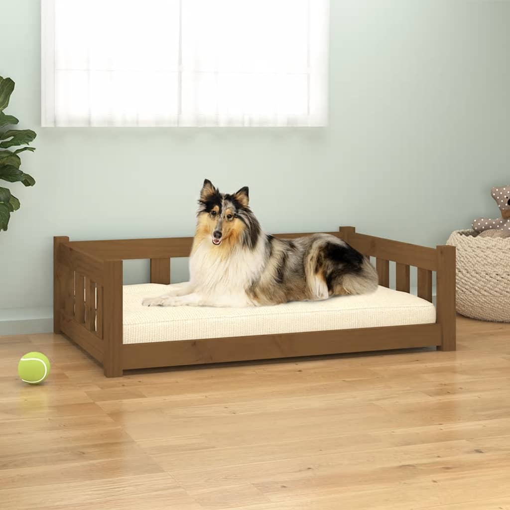 Dog bed honey brown 95.5x65.5x28 cm solid pine