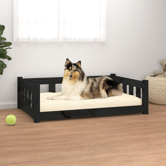 Dog bed black 95.5x65.5x28 cm solid pine
