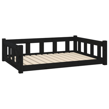 Dog bed black 105.5x75.5x28 cm solid pine
