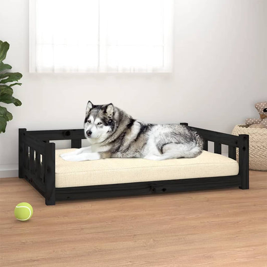 Dog bed black 105.5x75.5x28 cm solid pine