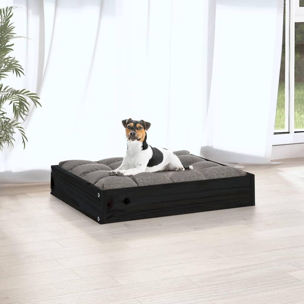 Dog bed black 51.5x44x9 cm solid pine
