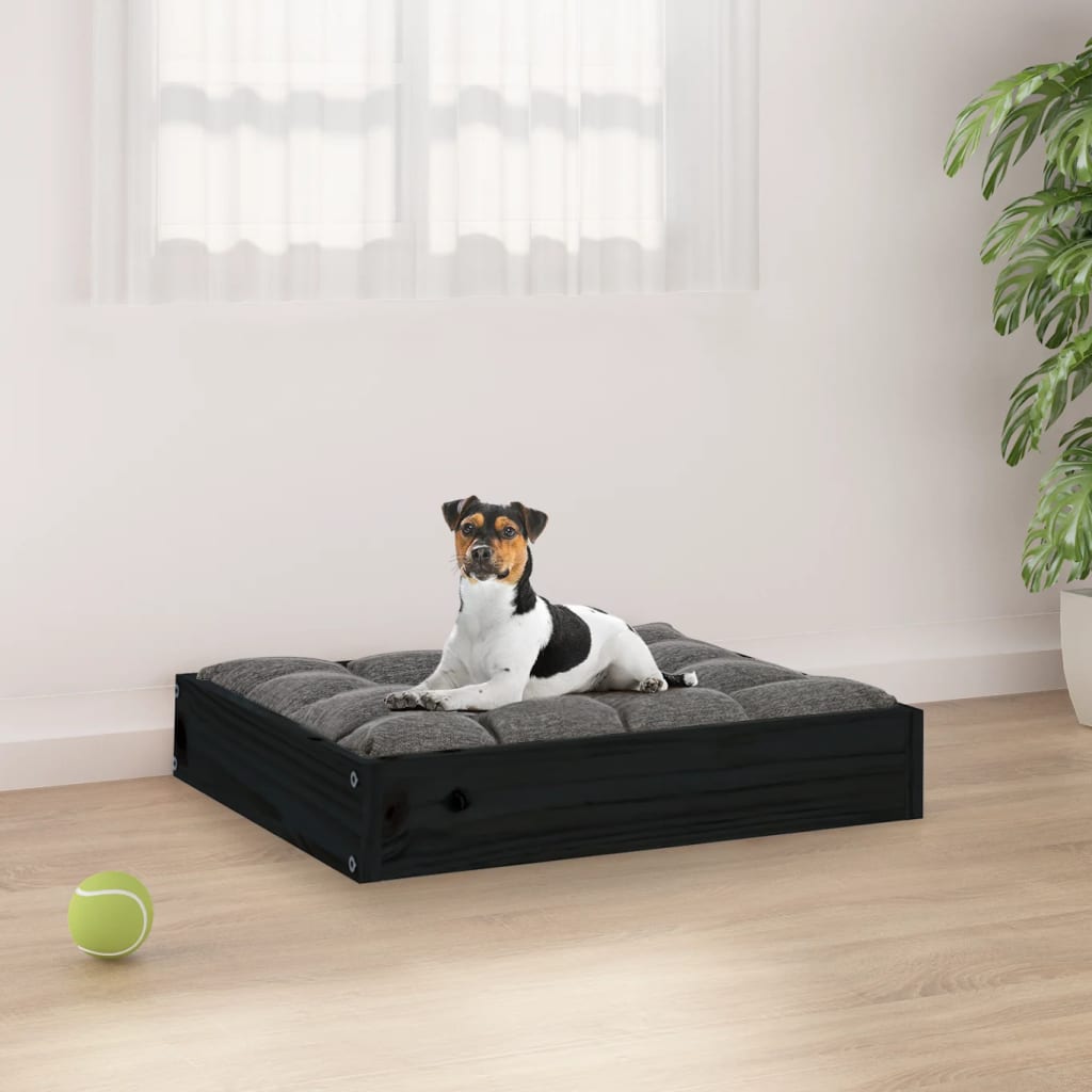 Dog bed black 51.5x44x9 cm solid pine