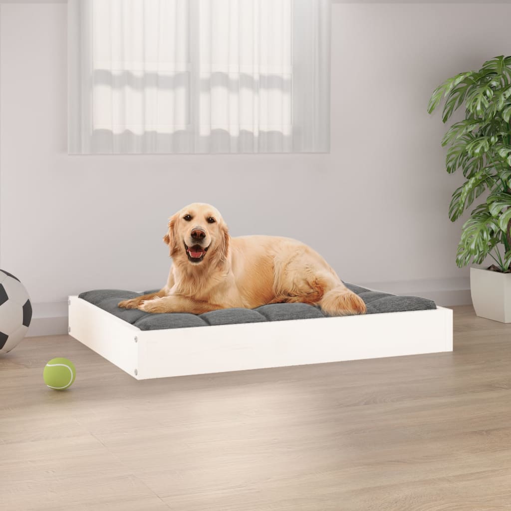 Dog bed white 71.5x54x9 cm solid pine