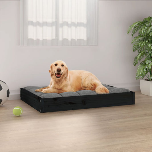 Dog bed black 71.5x54x9 cm solid pine