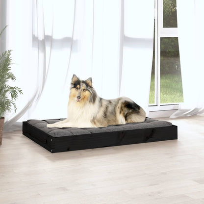 Dog bed black 91.5x64x9 cm solid pine