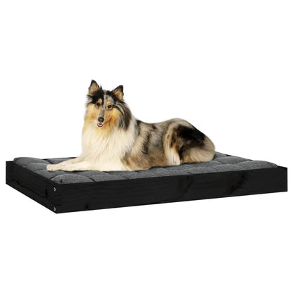 Dog bed black 91.5x64x9 cm solid pine