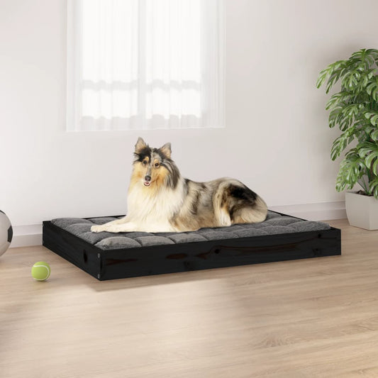 Dog bed black 91.5x64x9 cm solid pine