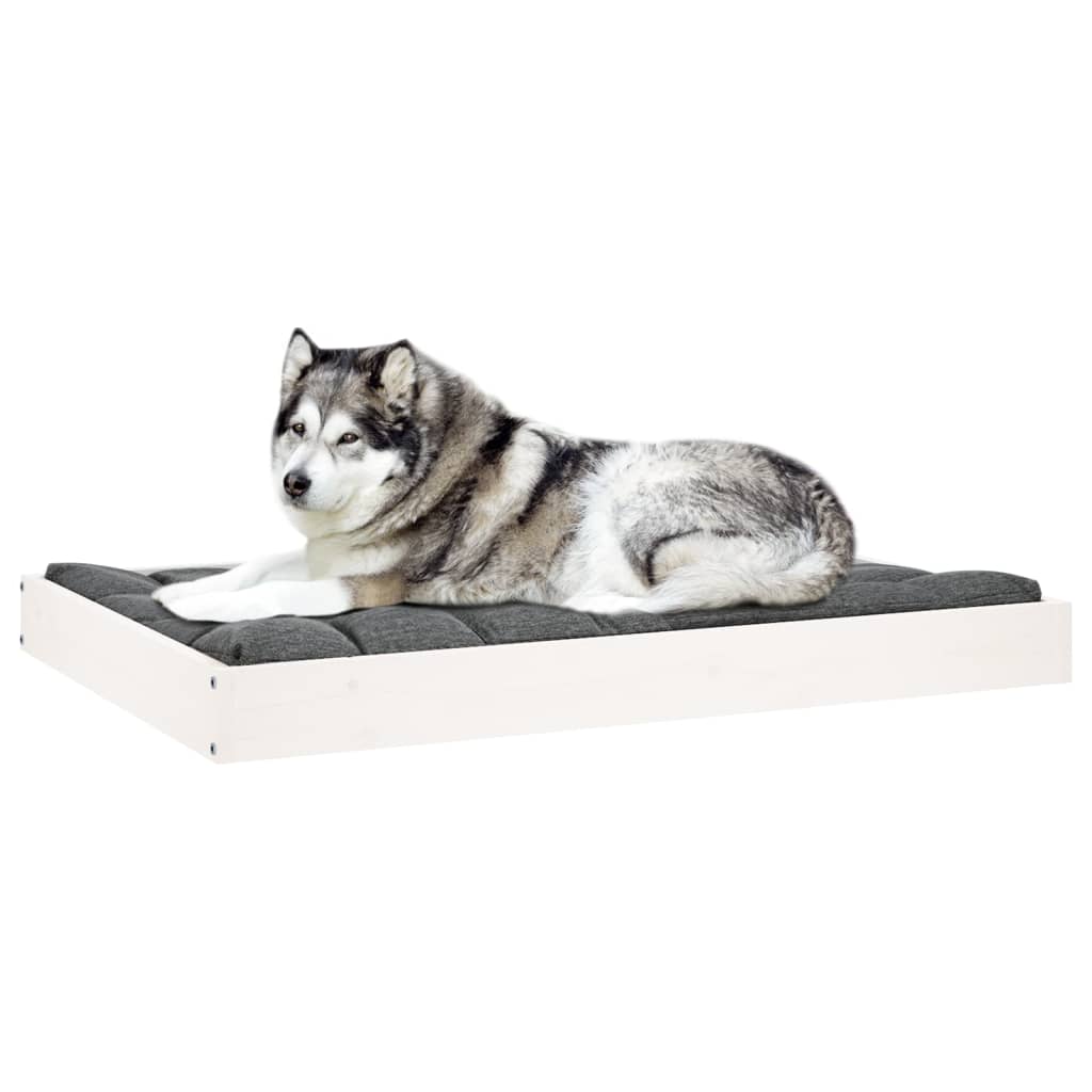 Dog bed white 101.5x74x9 cm solid pine
