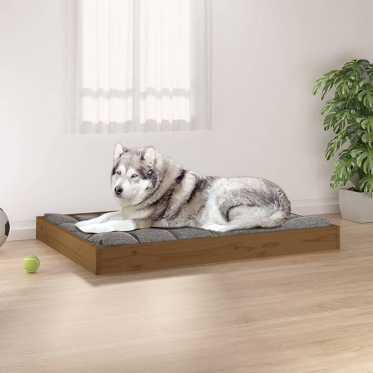 Dog bed honey brown 101.5x74x9 cm solid pine