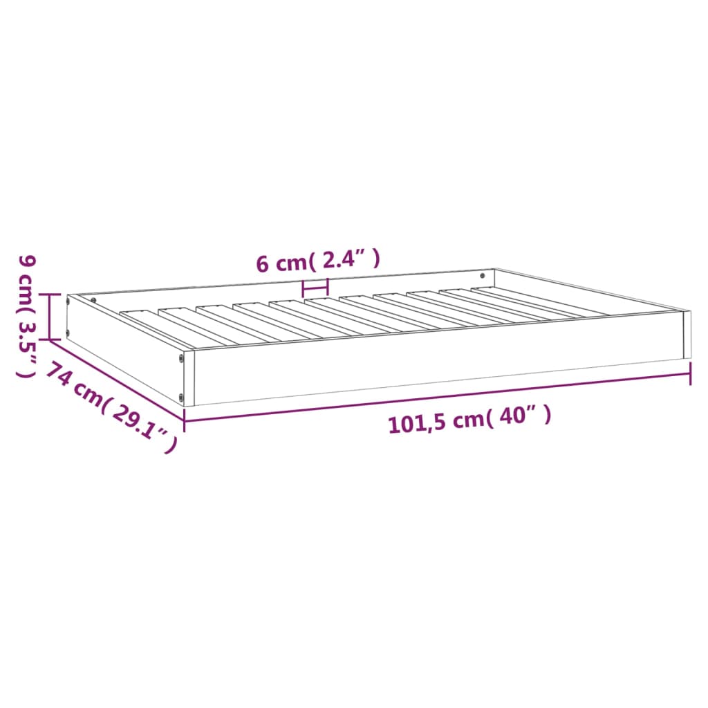Dog bed black 101.5x74x9 cm solid pine