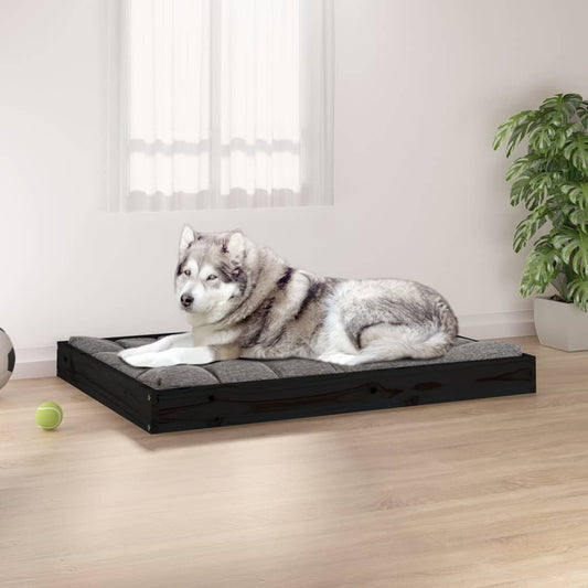 Dog bed black 101.5x74x9 cm solid pine
