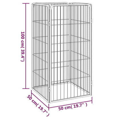 Dog cage 4 panels black 50x100 cm powder coated steel
