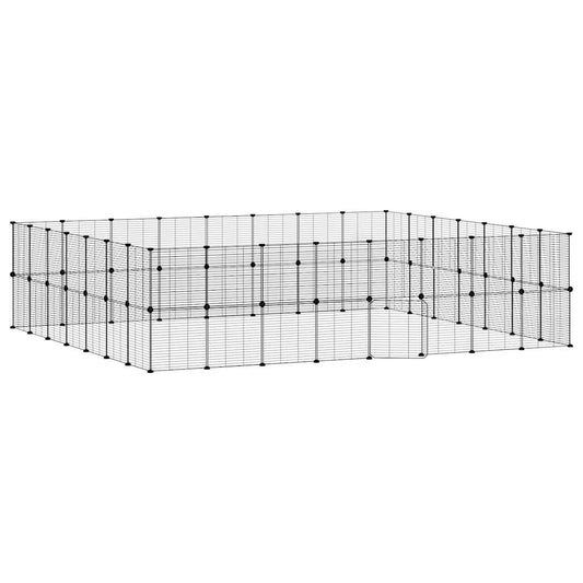 60-paneelinen lemmikkihäkki ovella musta 35x35 cm teräs