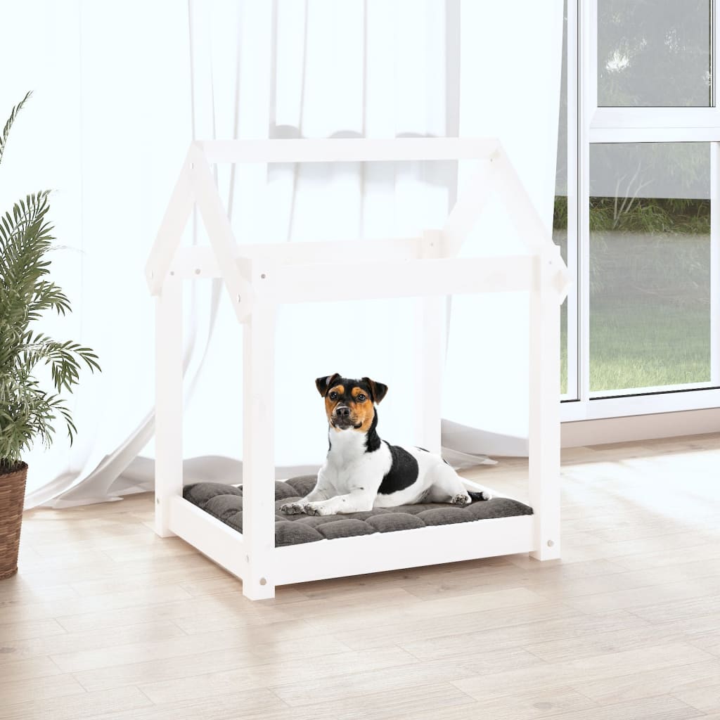 Dog bed white 61x50x70 cm solid pine