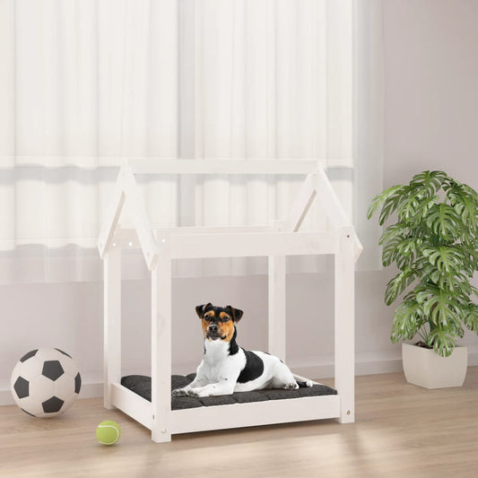 Dog bed white 61x50x70 cm solid pine