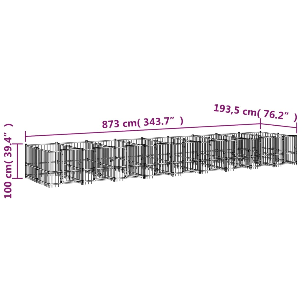 Outdoor dog cage steel 16.89 m²