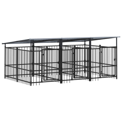 Outdoor dog cage with canopy, steel, 5.63 m²