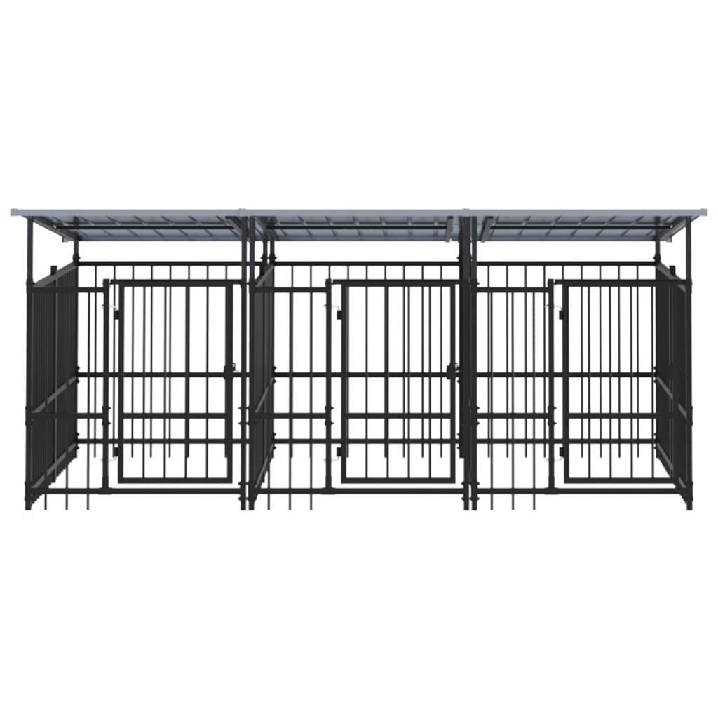 Outdoor dog cage with canopy, steel, 5.63 m²