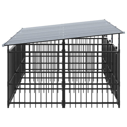 Outdoor dog cage with canopy, steel, 5.63 m²